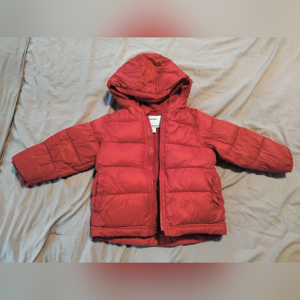 Old Navy, Red Puffer jacket, Toddler 2T, unisex